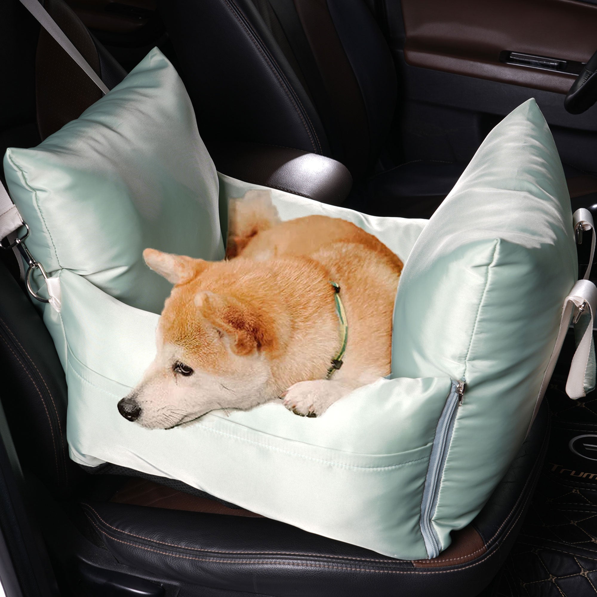 Light Green Waterproof Dog Car Seat Bed
