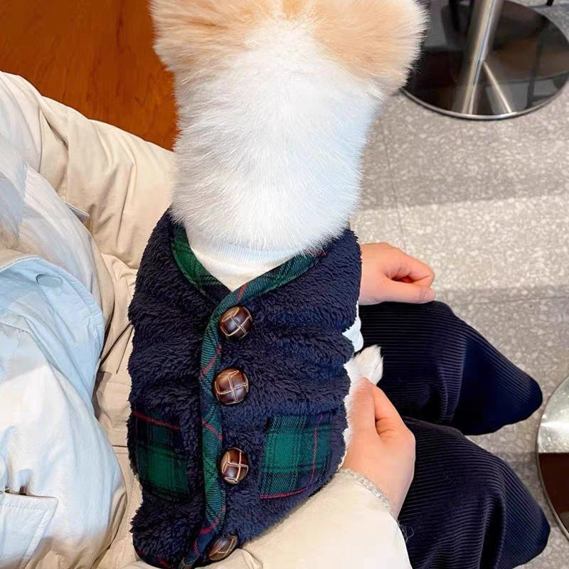 Christmas Plaid Dog Jacket with Scarf-Green