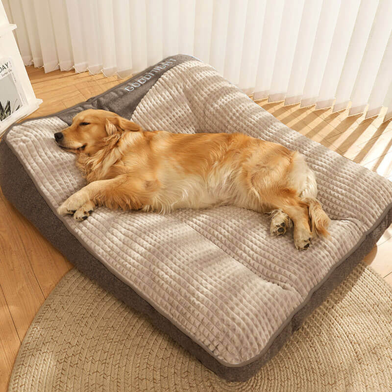 Brown Scratch-resistant Spine Protection Large Washable Pet Cushion Bed