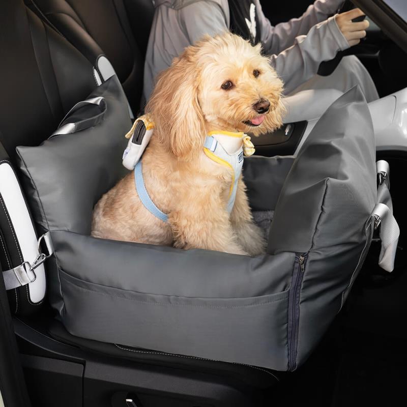 Charcoal Grey Waterproof Dog Car Seat Bed