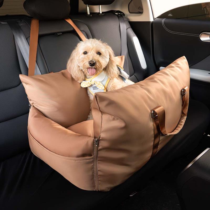 Brown Waterproof Dog Car Seat Bed