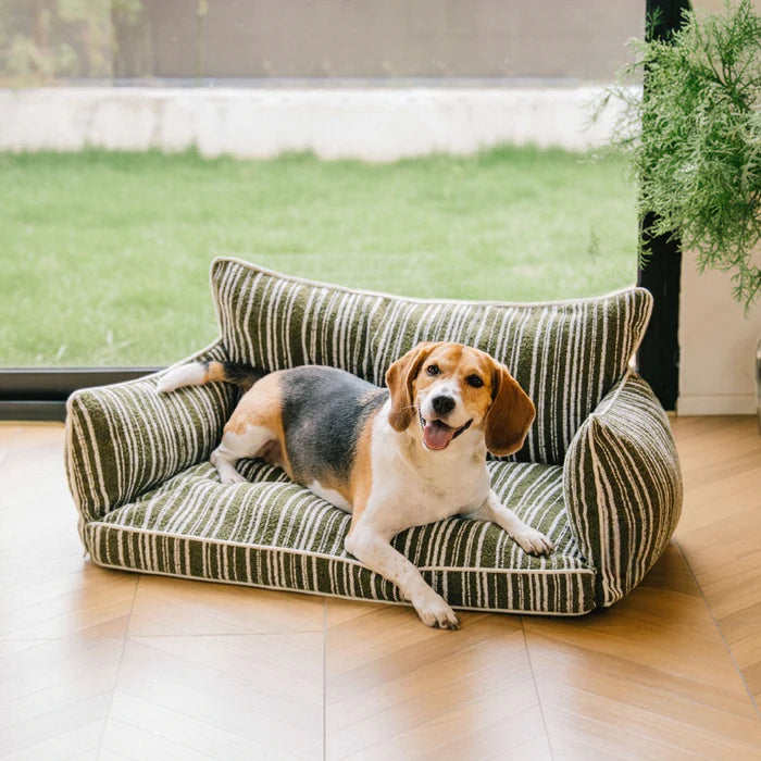 Cozy Textured Stripe Dog Sofa Bed
