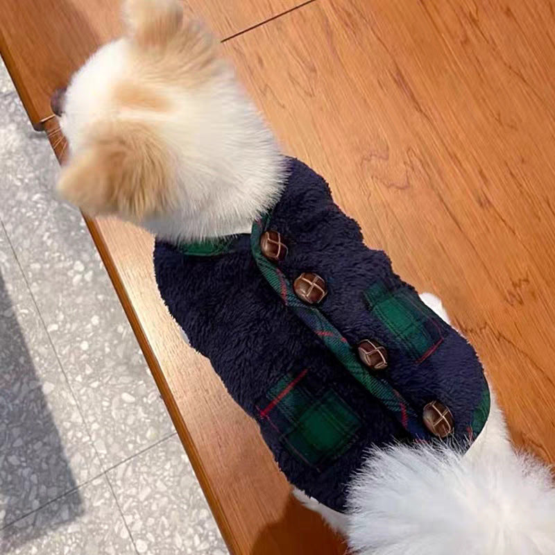 Christmas Plaid Dog Jacket with Scarf-Green