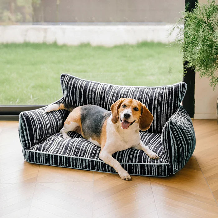 Cozy Textured Stripe Dog Sofa Bed