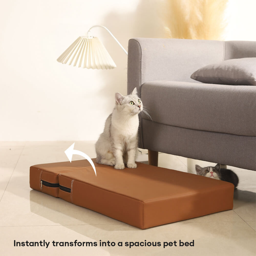 Waterproof PU Leather Multi-Tier Pet Stairs-Coffee