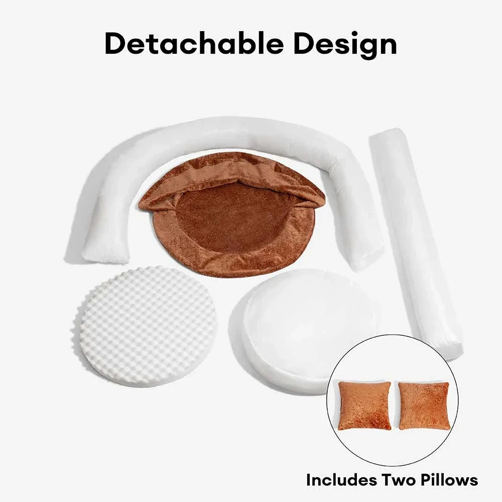 Maison Velvet Haven Anti-Scratch Orthopedic Donut Bed with Pillow