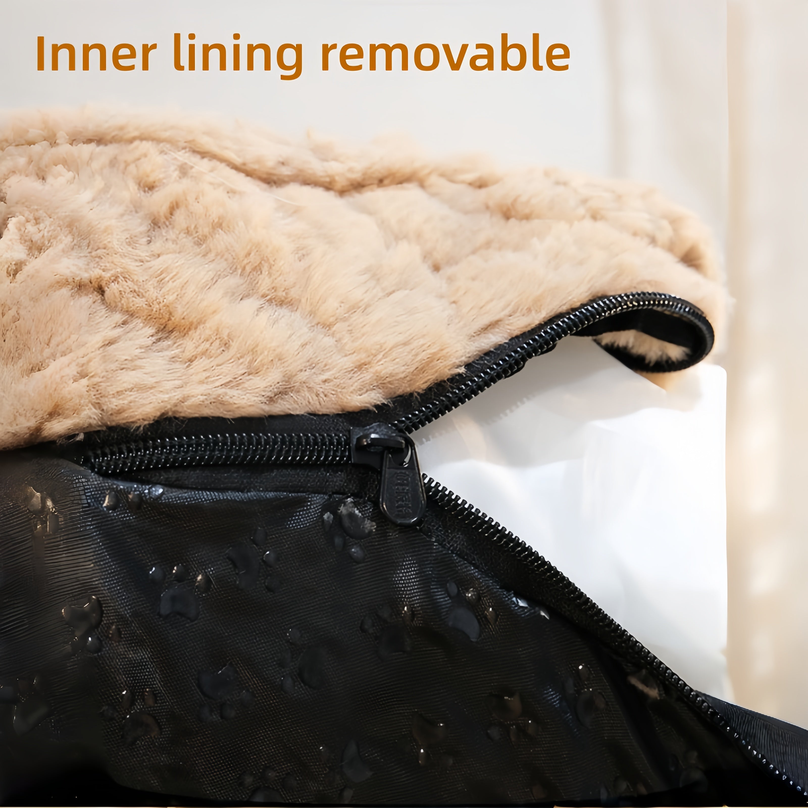 Faux Fur Round Pet Padding Bed with Pillow