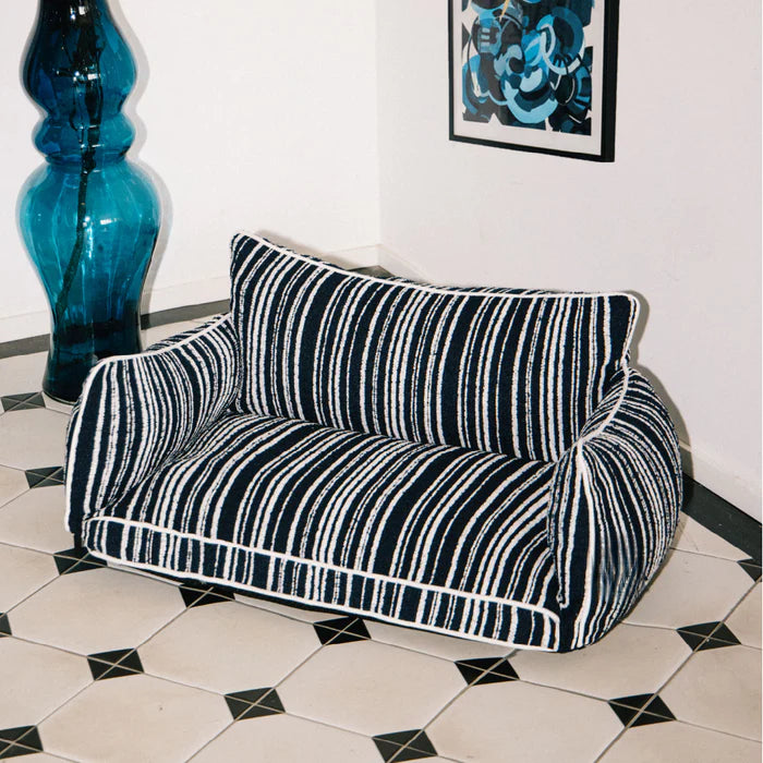 Cozy Textured Stripe Dog Sofa Bed
