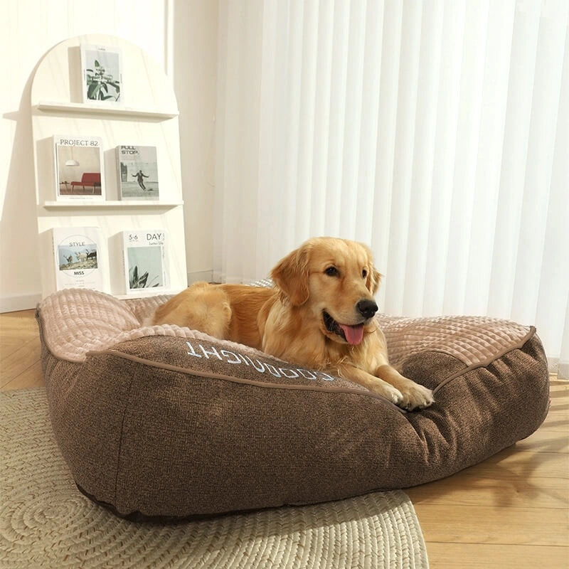 Brown Scratch-resistant Spine Protection Large Washable Pet Cushion Bed