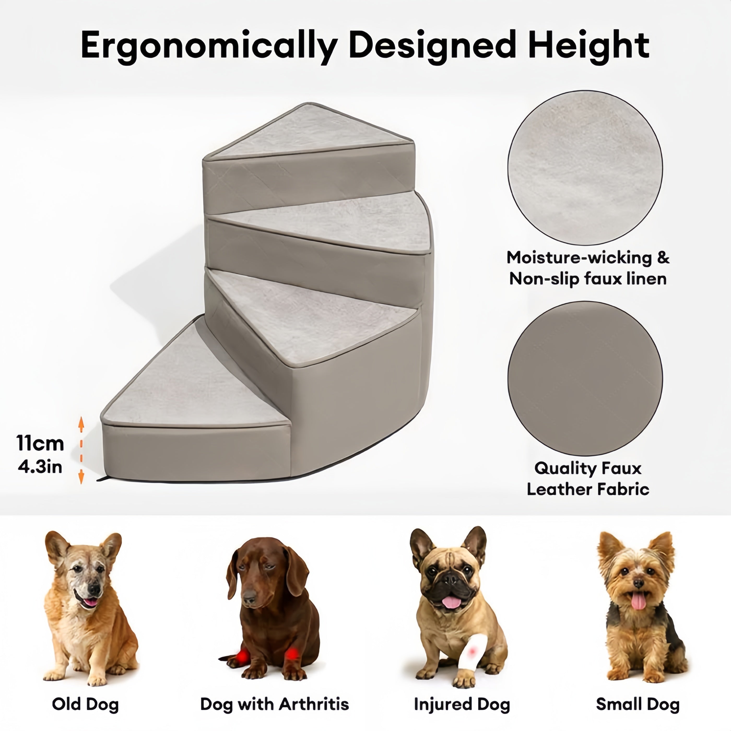 Water-Repellent Faux Leather Pet Dog Ramp Stairs