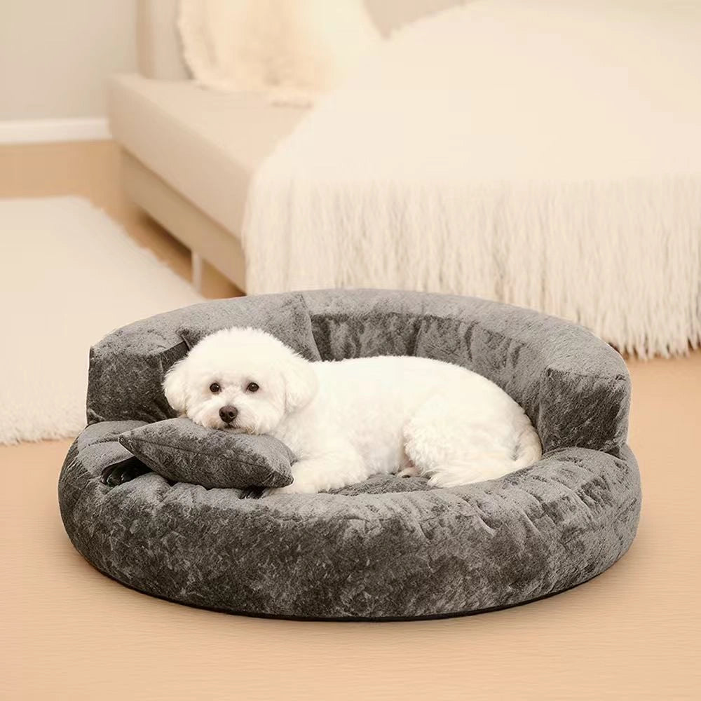 Maison Velvet Haven Anti-Scratch Orthopedic Donut Bed with Pillow