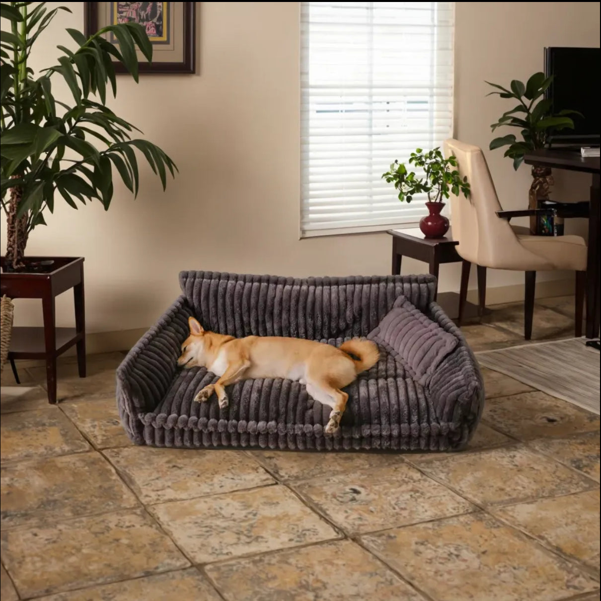 Fluffy Soft Orthopedic Dog Sofa Bed with Pillow