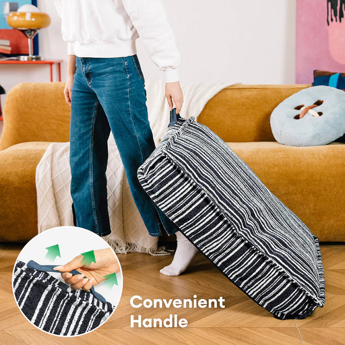 Cozy Textured Stripe Storage Ottoman Dog Bed