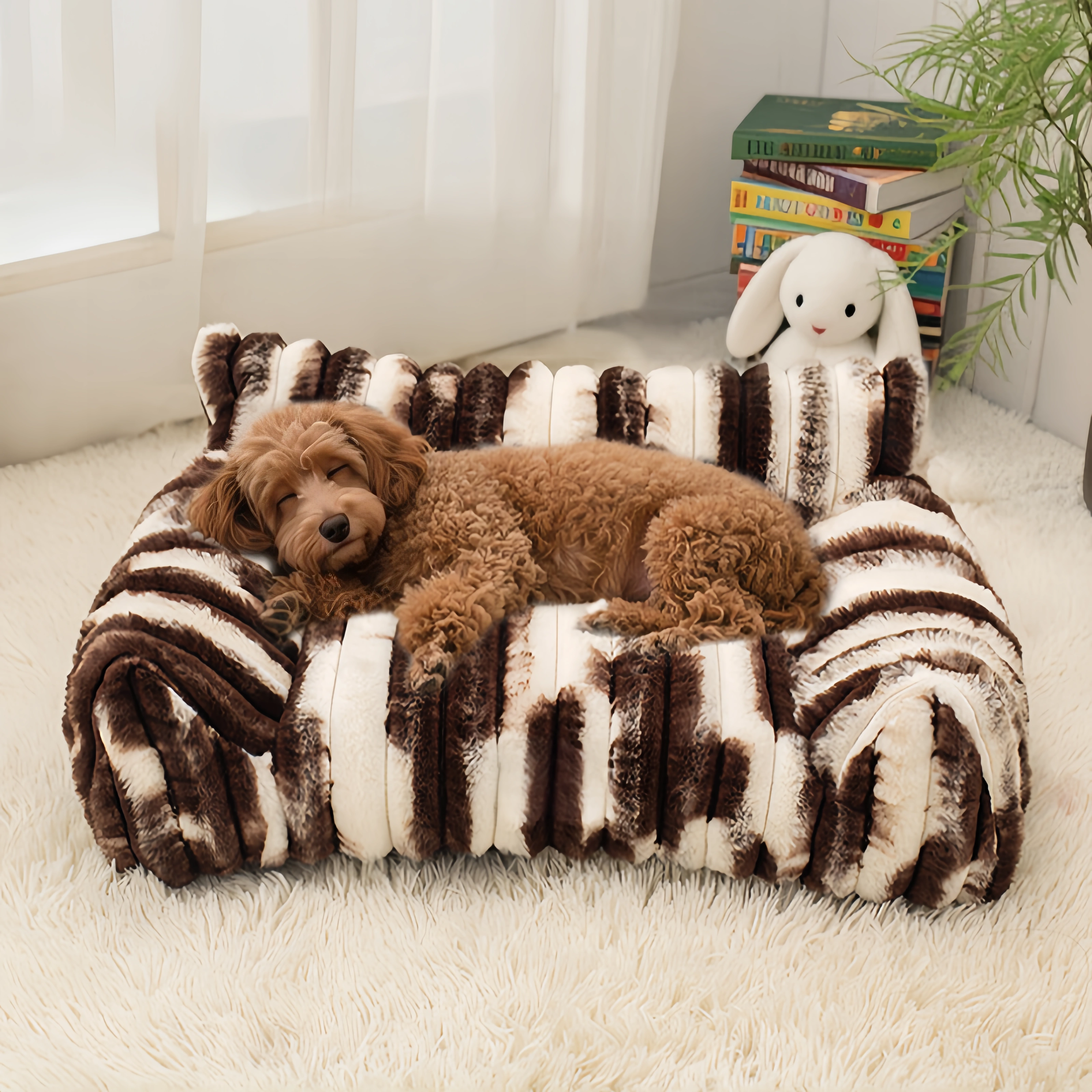 Tie-dye Patterned Faux Lambswool Pet Sofa Bed