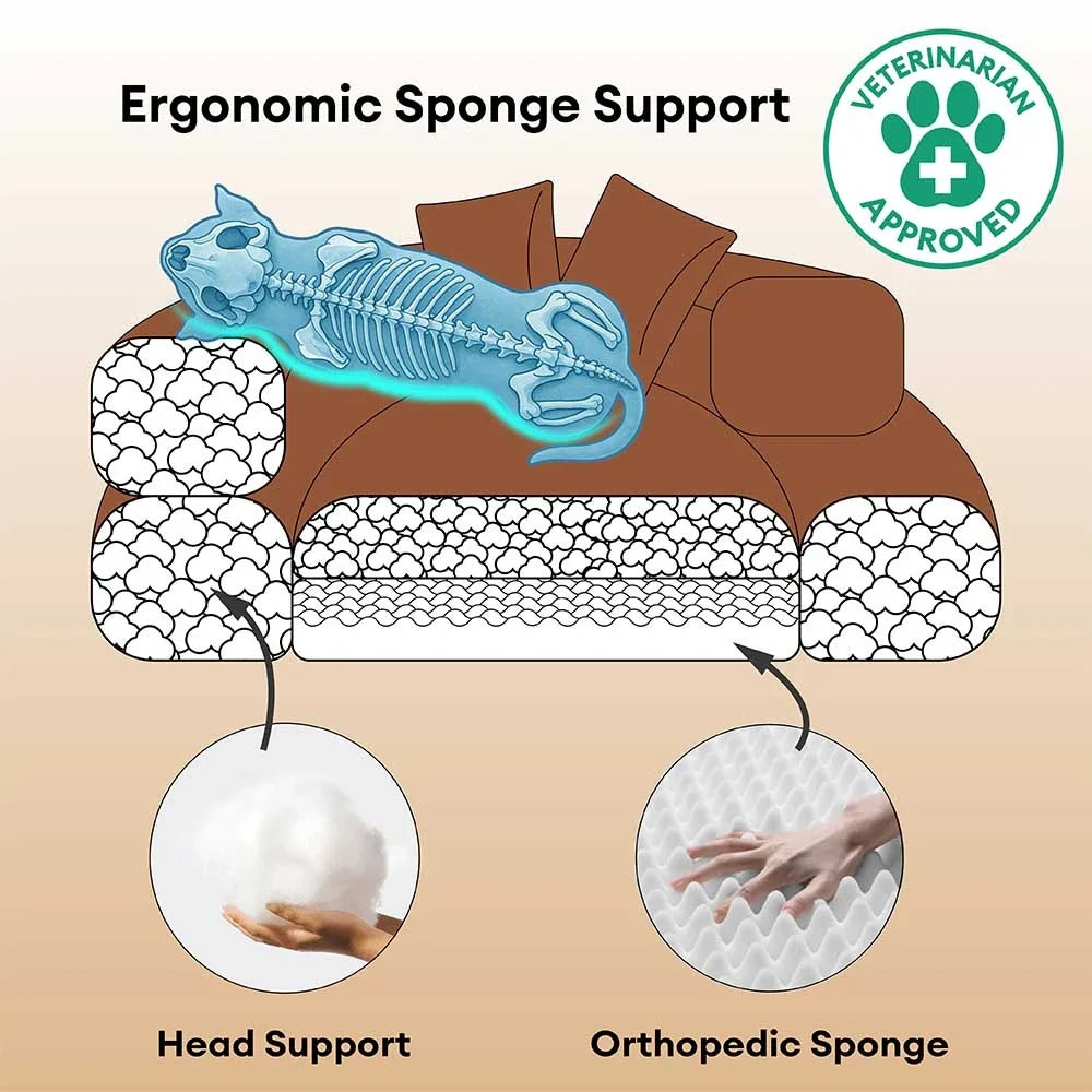 Maison Velvet Haven Anti-Scratch Orthopedic Donut Bed with Pillow