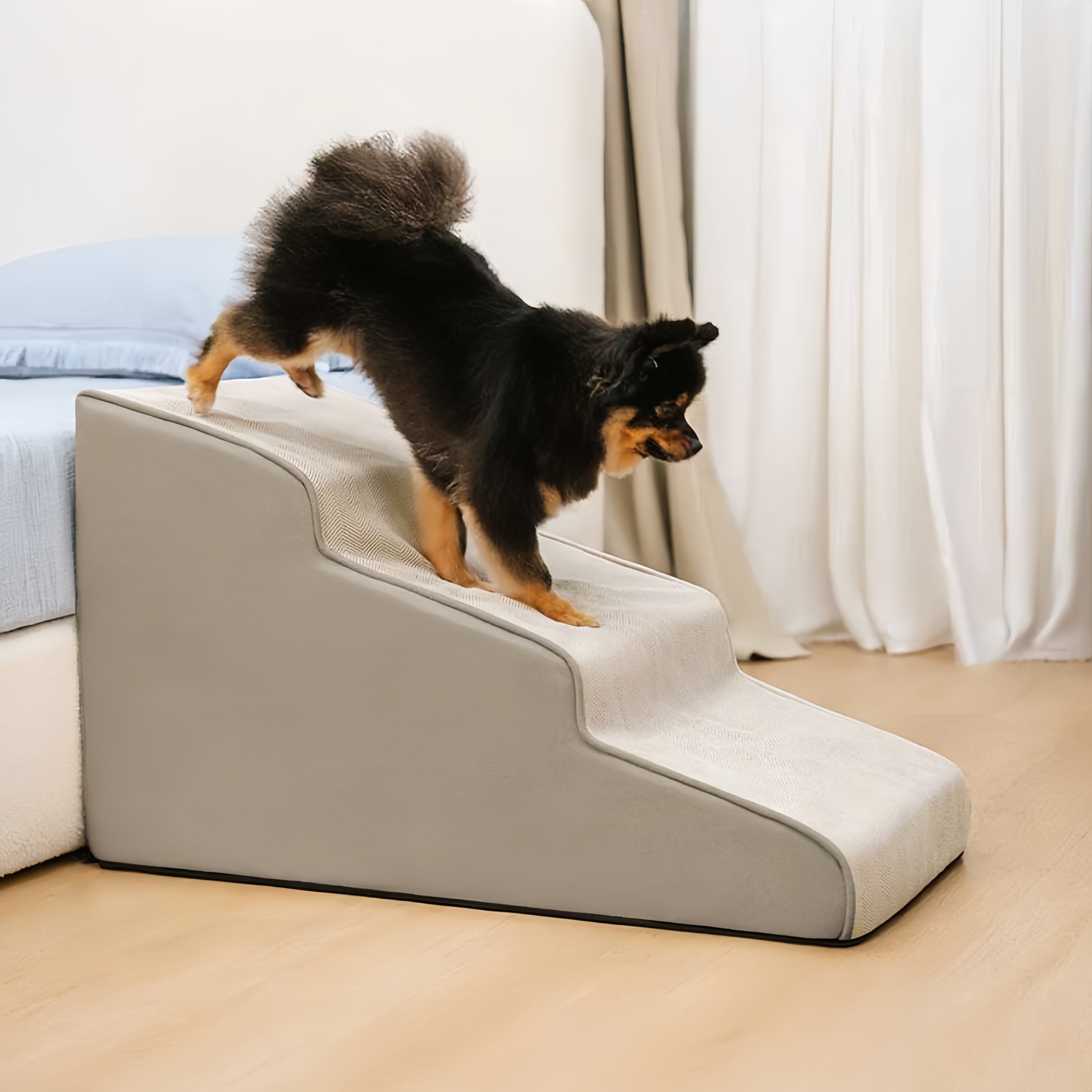 Joint Care Extra Wide Non-Slip High-Bounce Pet Stairs-Easy Climb Ramp