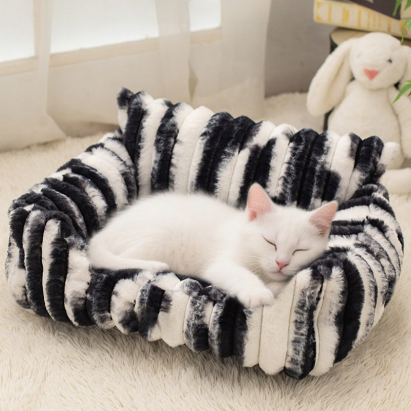 Tie-dye Patterned Faux Lambswool Pet Couch Bed