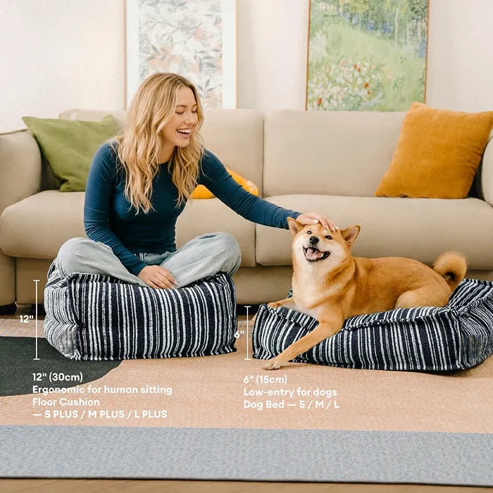 Cozy Textured Stripe Storage Ottoman Dog Bed
