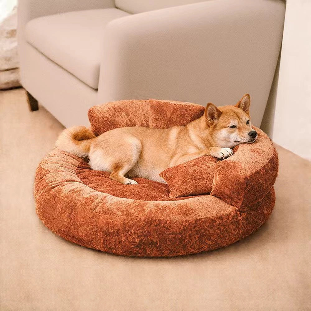 Maison Velvet Haven Anti-Scratch Orthopedic Donut Bed with Pillow