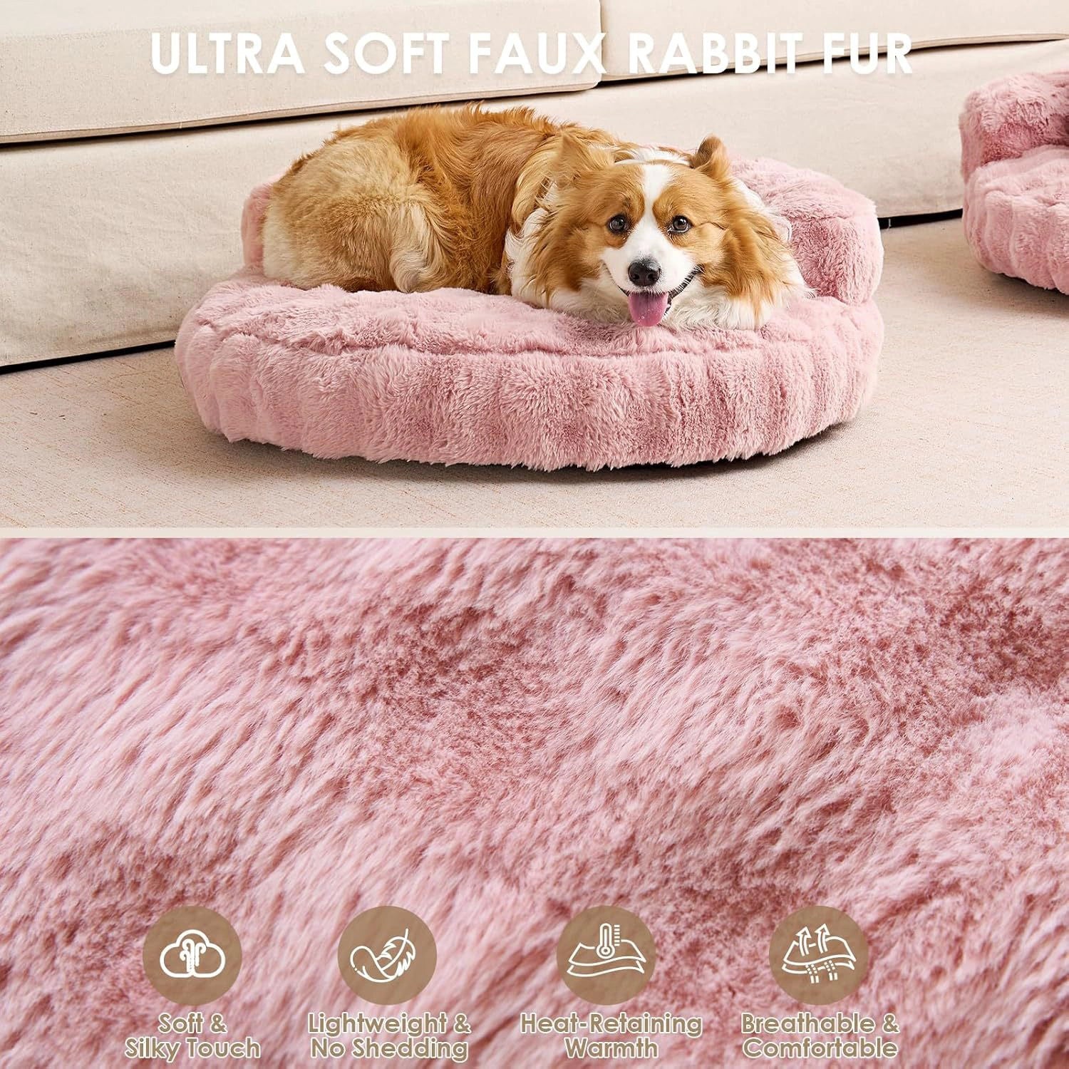 Faux Fur Pet Bolster Bed