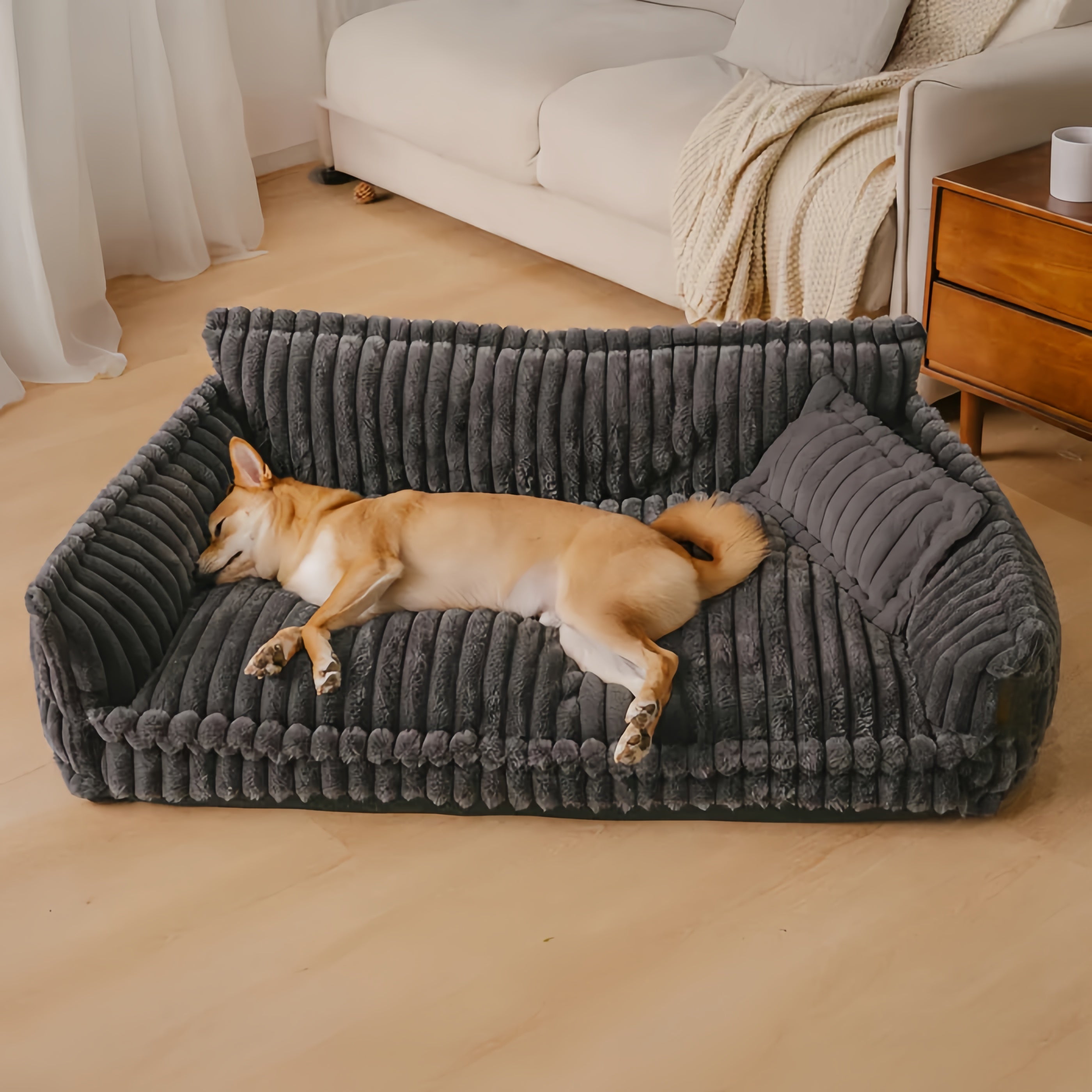 Fluffy Soft Orthopedic Dog Sofa Bed with Pillow