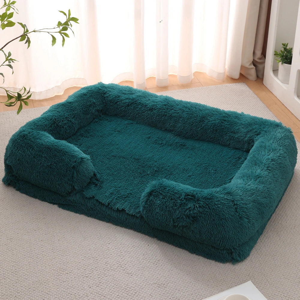 Long Plush Square Surround Support Pet Bloster Bed