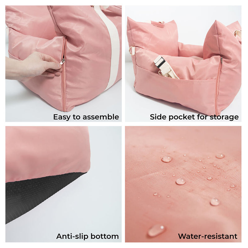 Pink Waterproof Dog Car Seat Bed