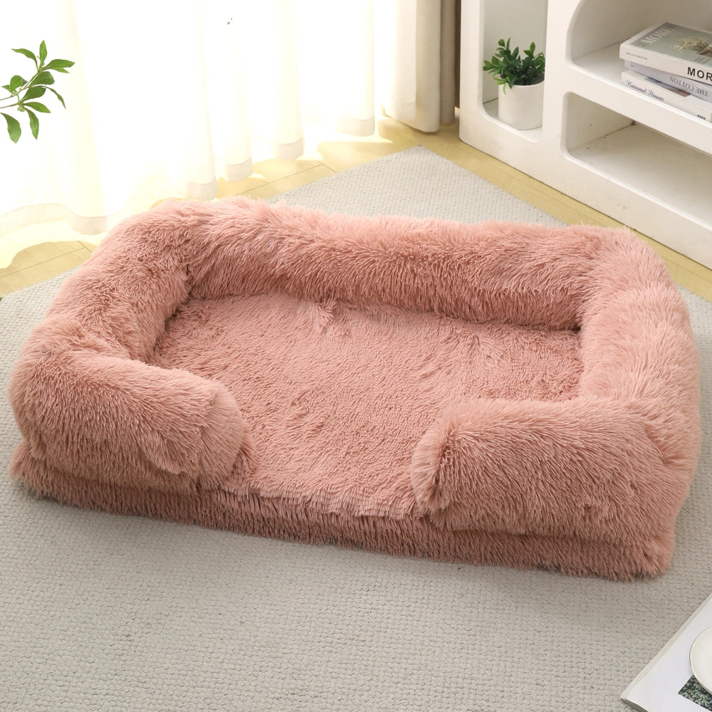 Long Plush Square Surround Support Pet Bloster Bed