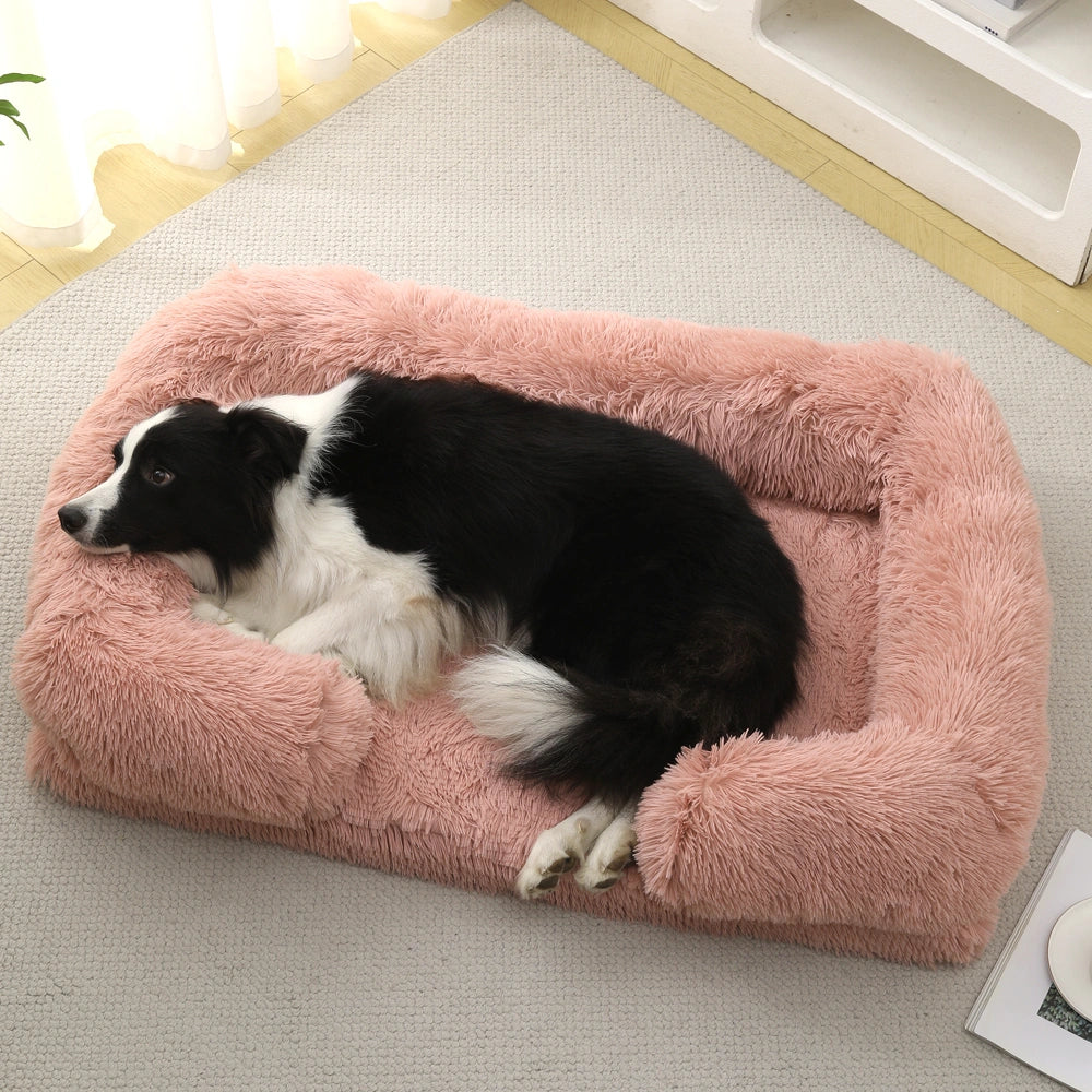 Long Plush Square Surround Support Pet Bloster Bed