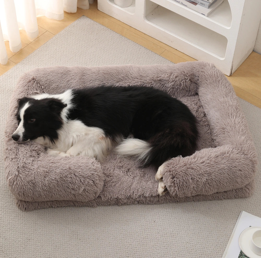 Long Plush Square Surround Support Pet Bloster Bed