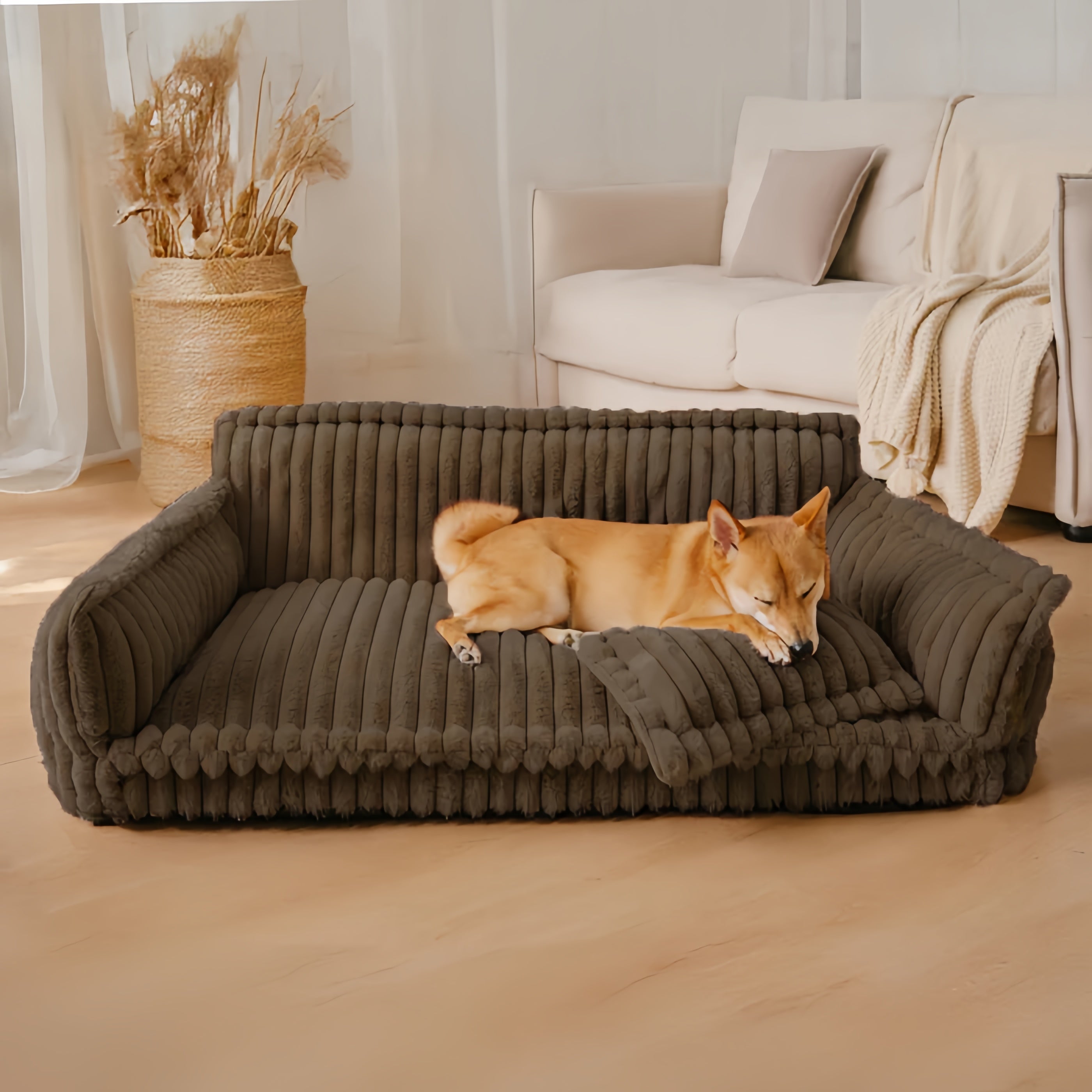Fluffy Soft Orthopedic Dog Sofa Bed with Pillow
