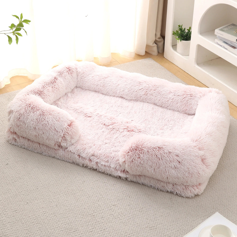 Long Plush Square Surround Support Pet Bloster Bed