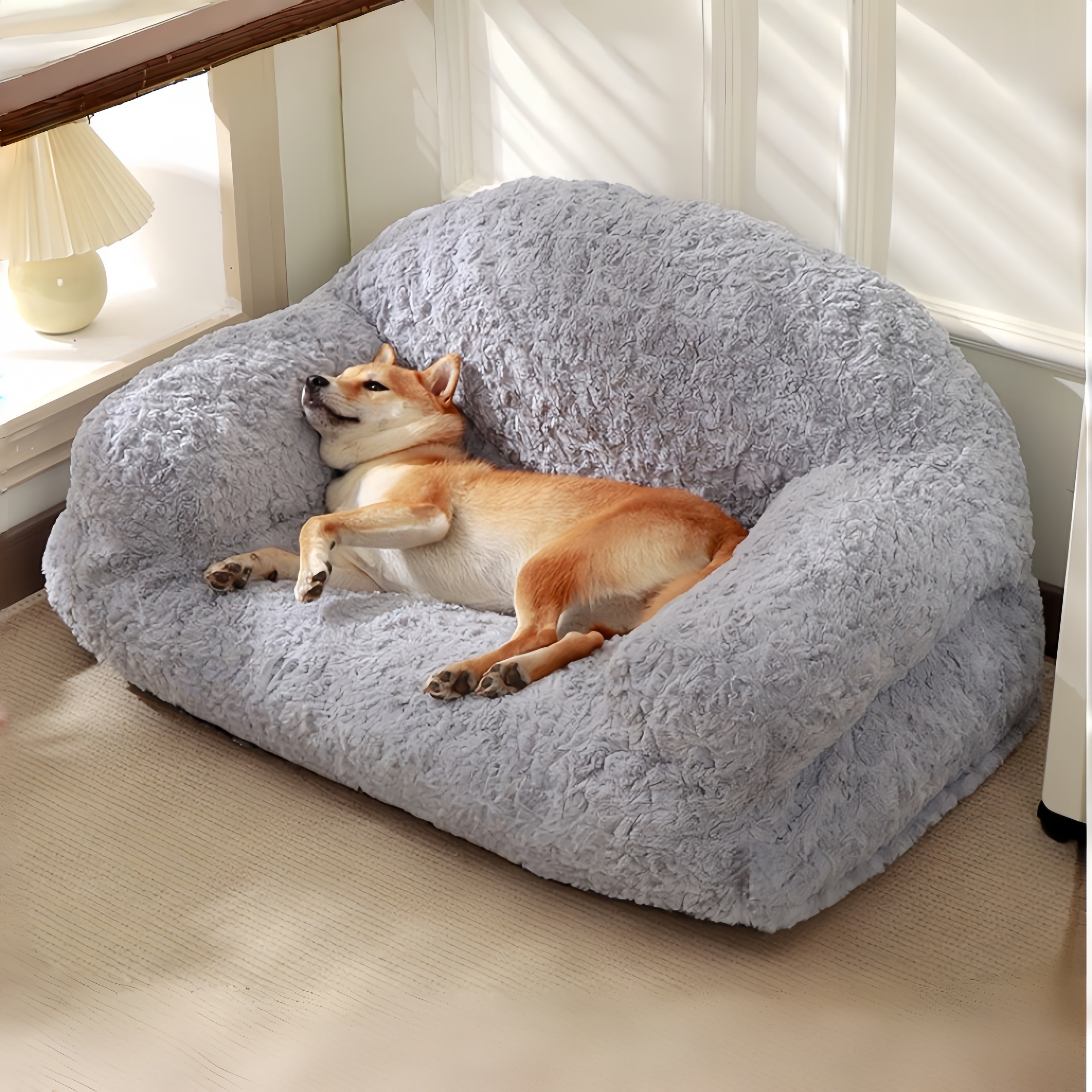 Furry Warm Washable Bloster Dog Sofa Bed
