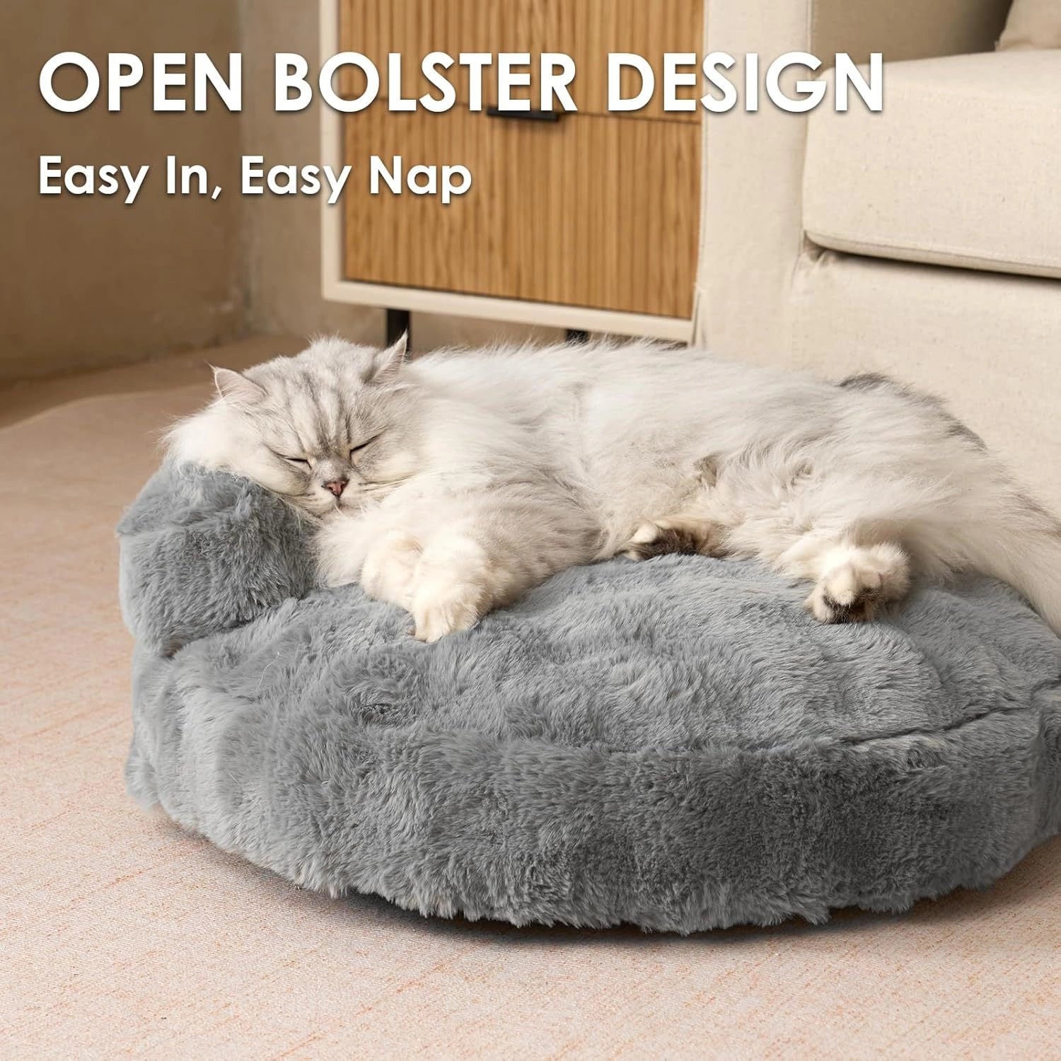 Faux Fur Pet Bolster Bed