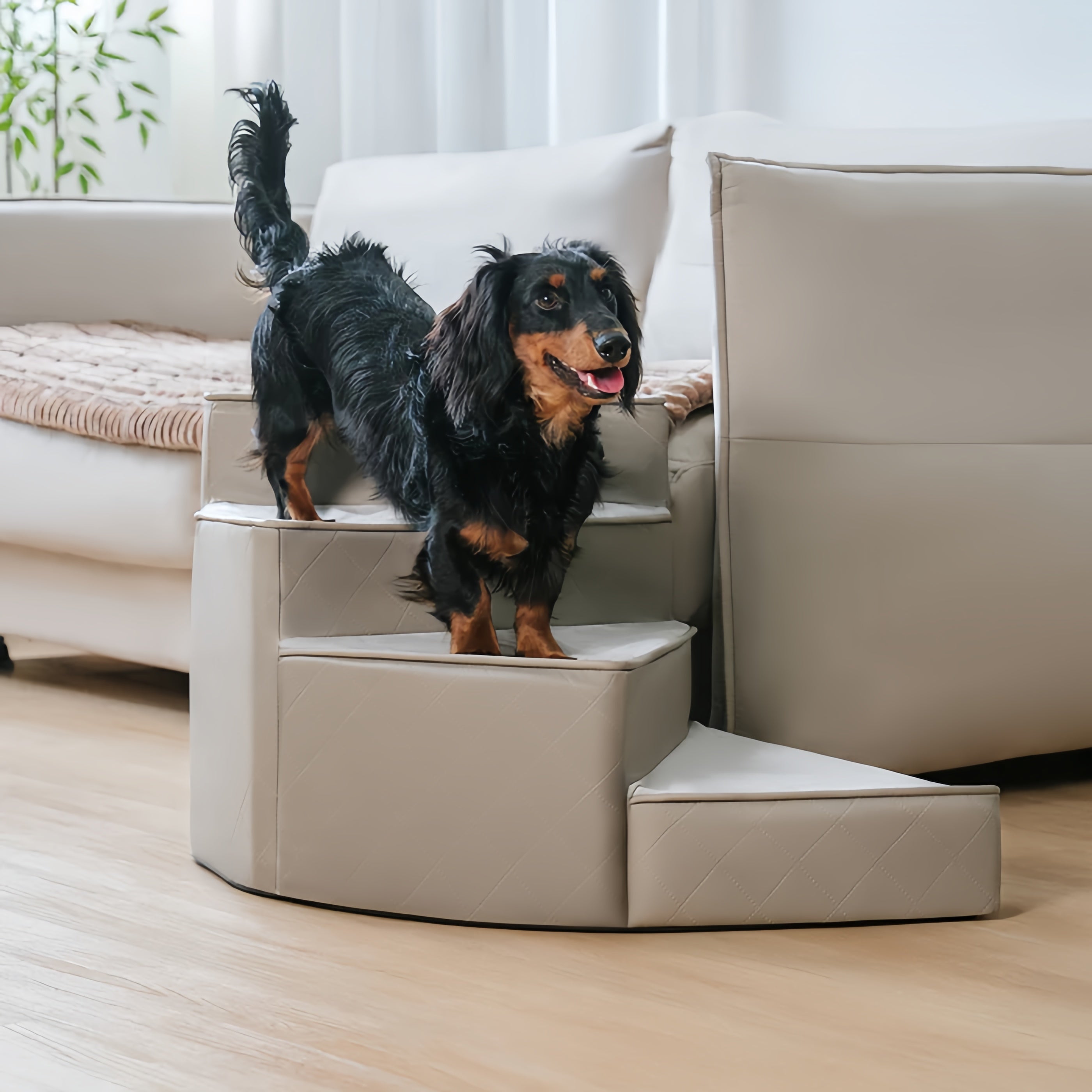 Water-Repellent Faux Leather Pet Dog Ramp Stairs