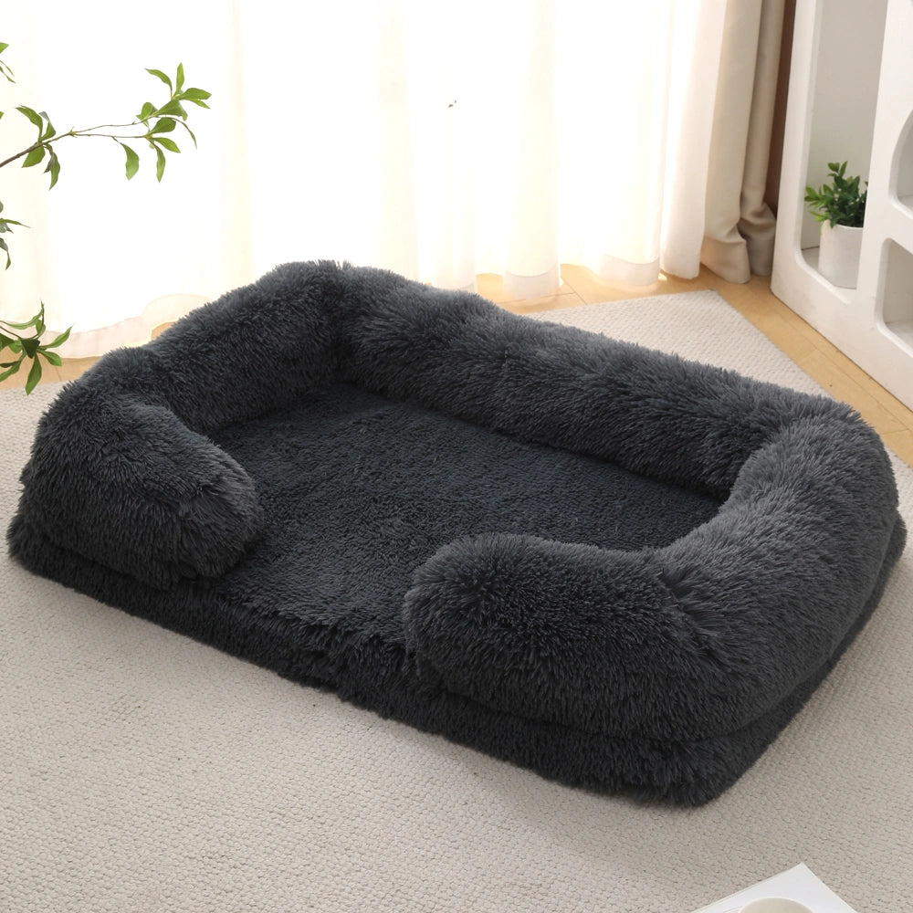 Long Plush Square Surround Support Pet Bloster Bed