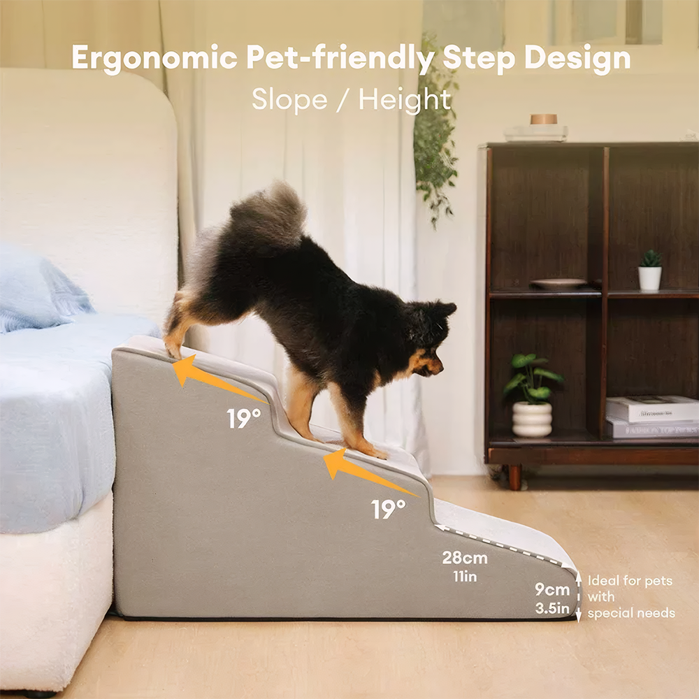 Joint Care Extra Wide Non-Slip High-Bounce Pet Stairs-Easy Climb Ramp
