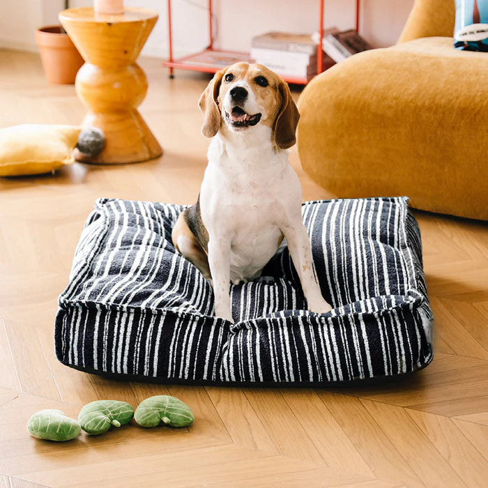 Cozy Textured Stripe Storage Ottoman Dog Bed