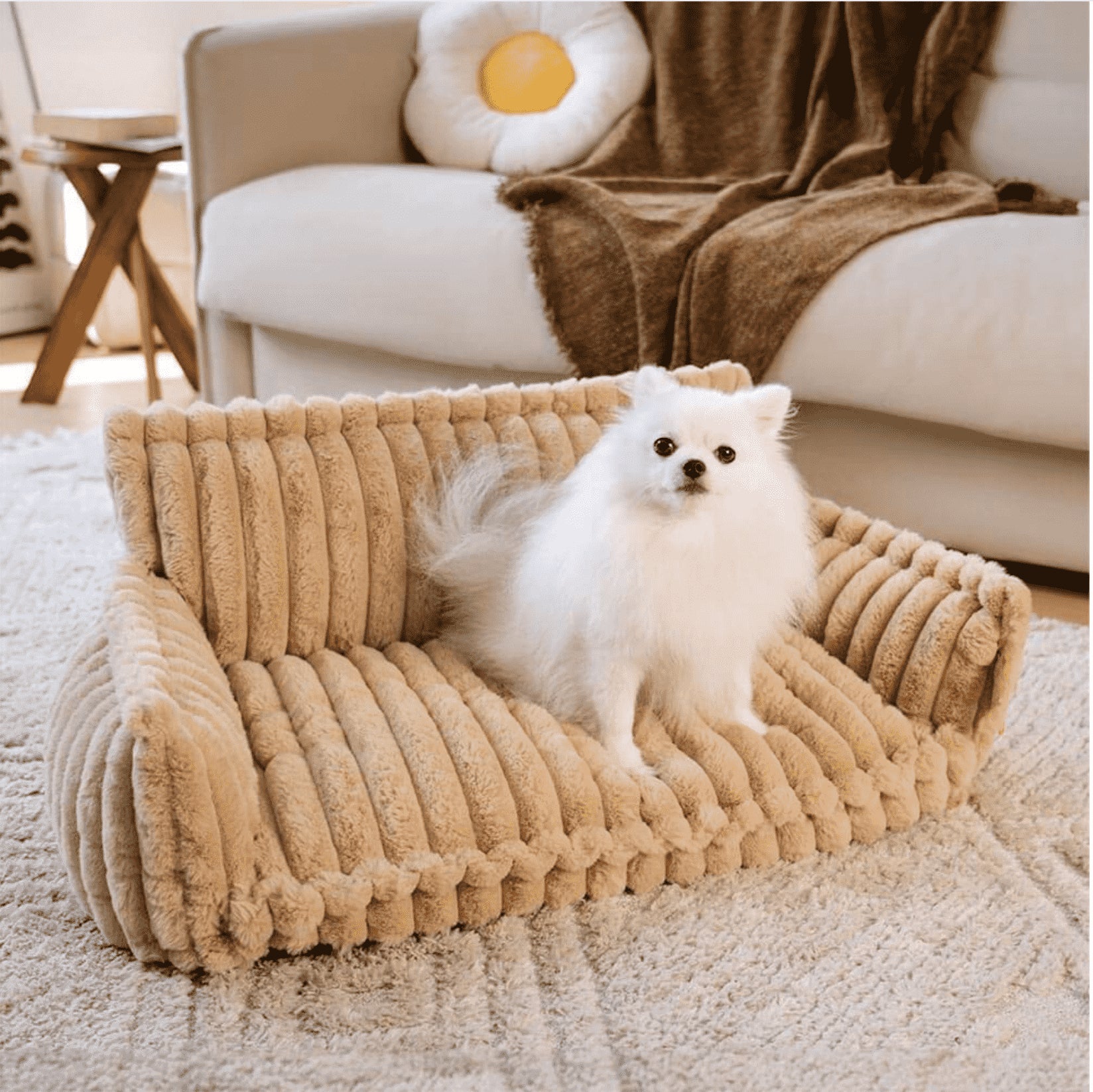Fluffy Soft Orthopedic Dog Sofa Bed with Pillow