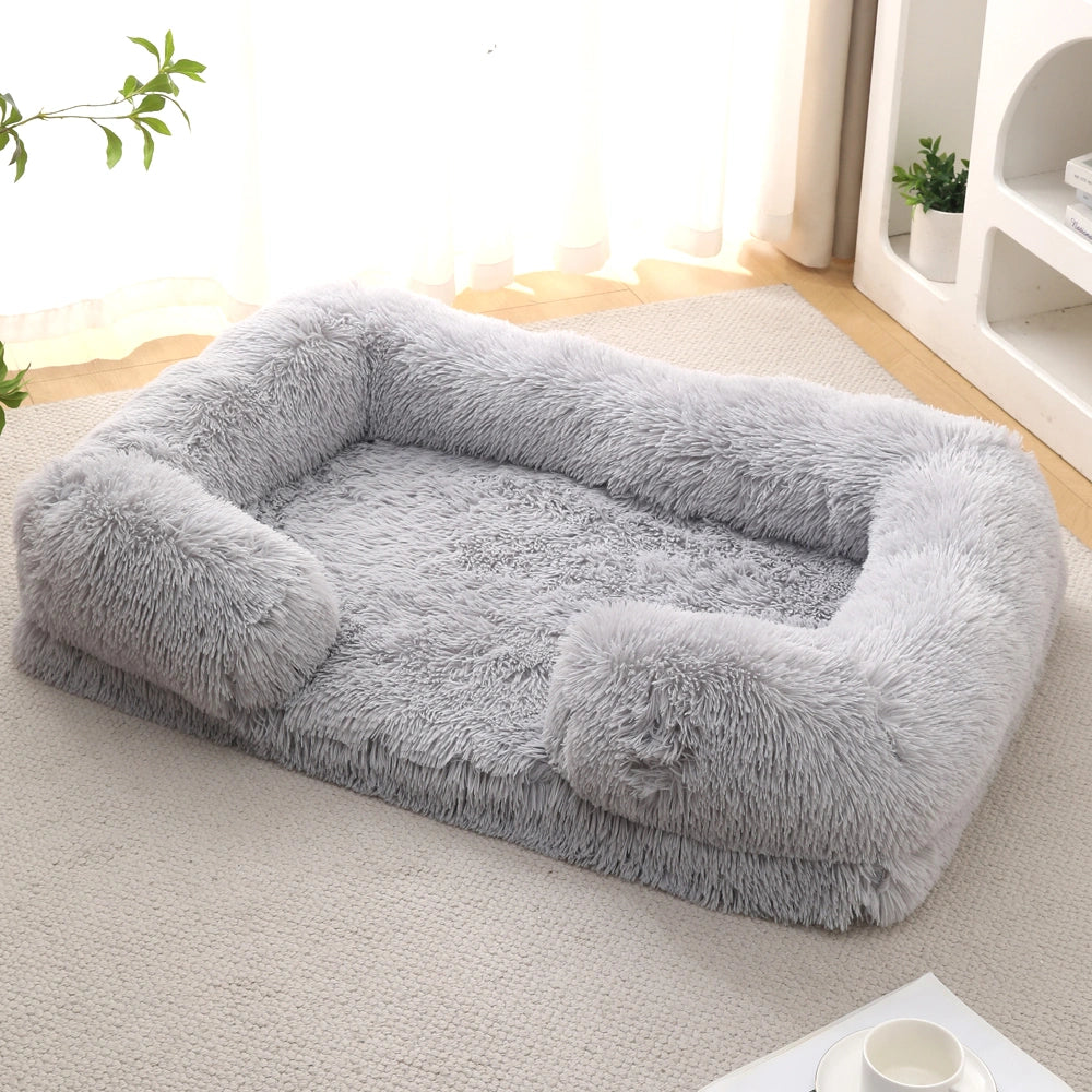 Long Plush Square Surround Support Pet Bloster Bed