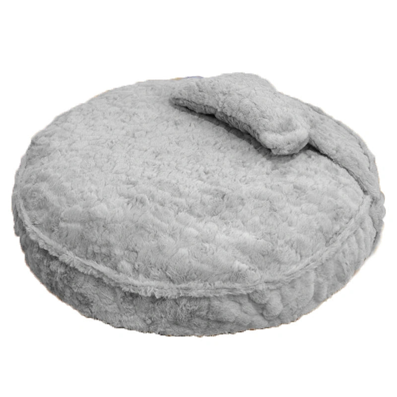 Faux Fur Round Pet Padding Bed with Pillow