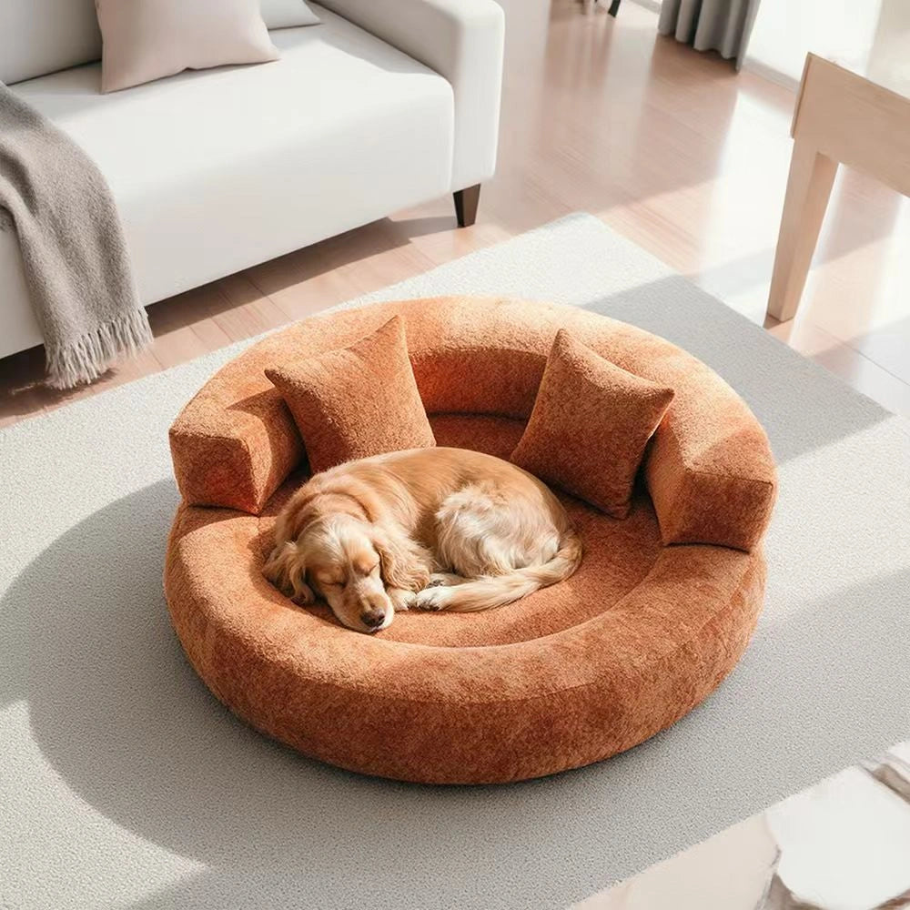 Maison Velvet Haven Anti-Scratch Orthopedic Donut Bed with Pillow