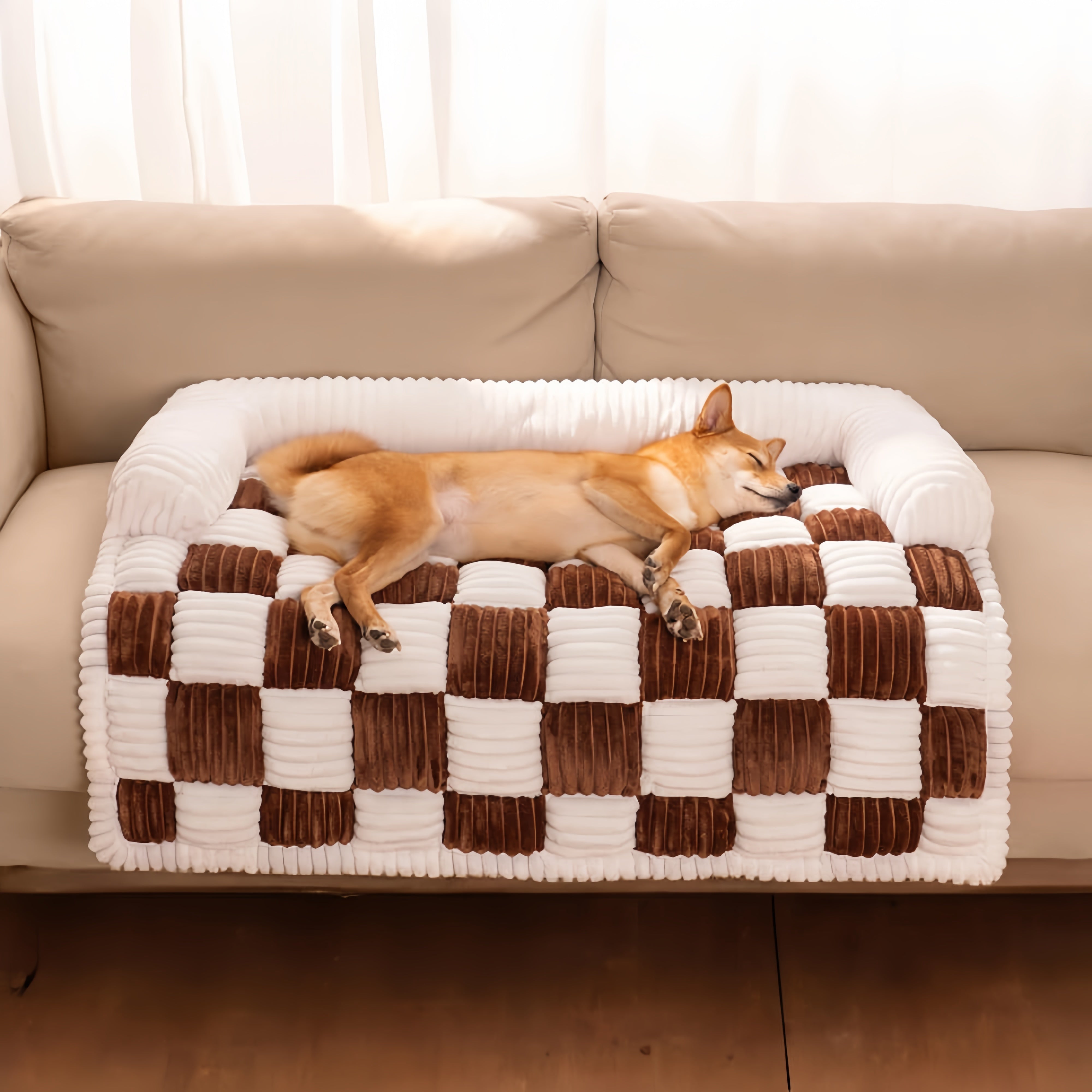 Cozy Plaid Dog Mat Couch Protector Cover