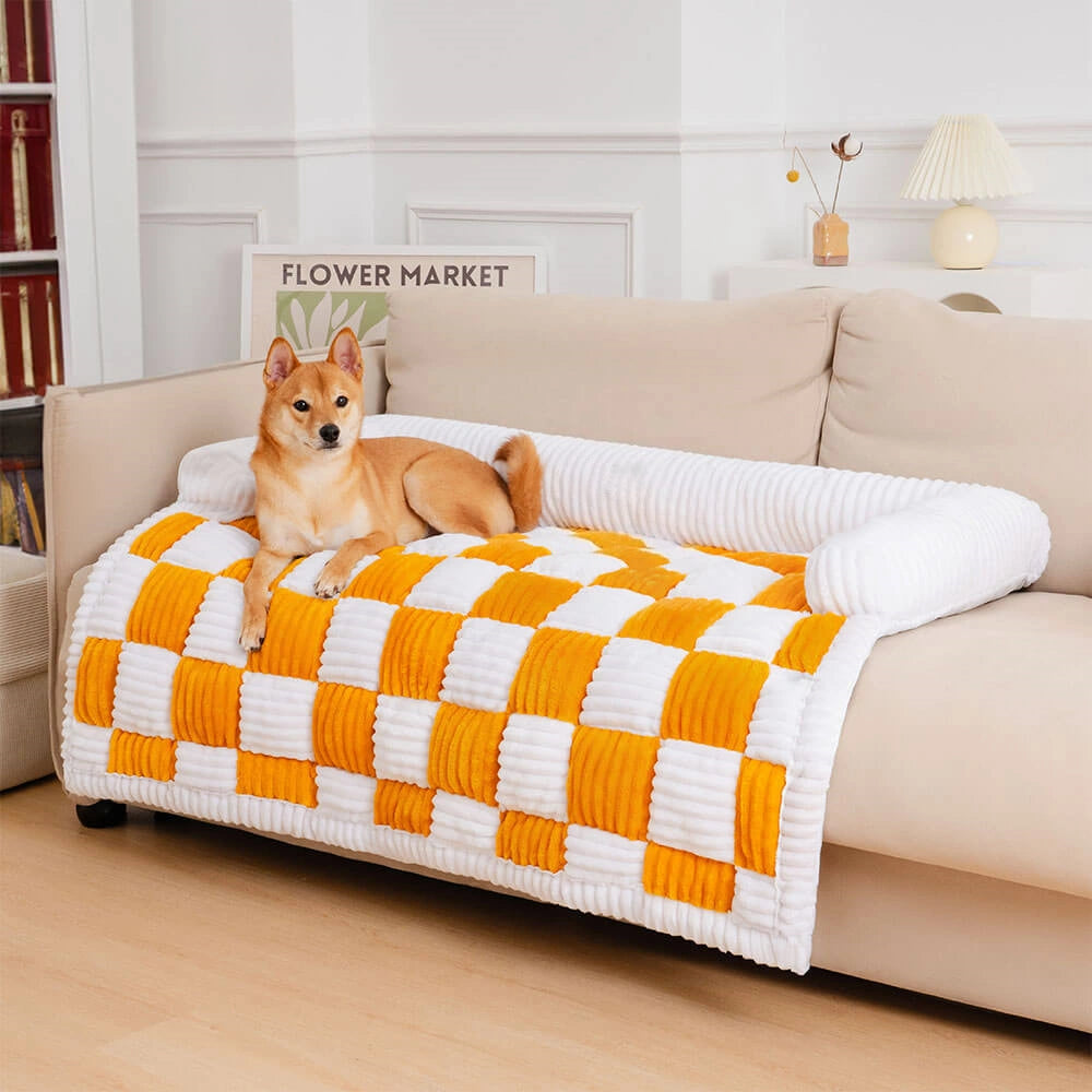 Cozy Plaid Dog Mat Couch Protector Cover