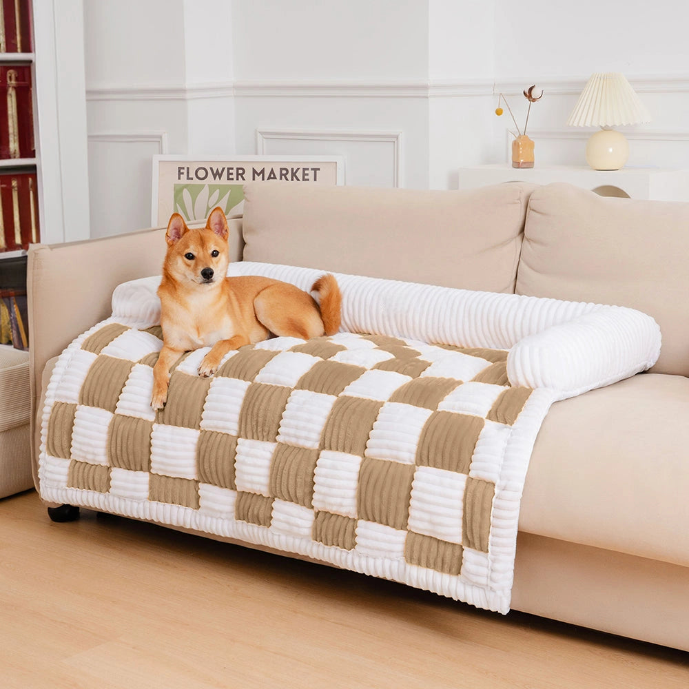 Cozy Plaid Dog Mat Couch Protector Cover