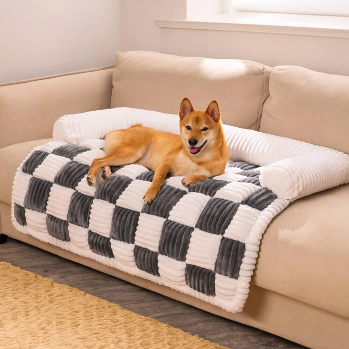 Cozy Plaid Dog Mat Couch Protector Cover