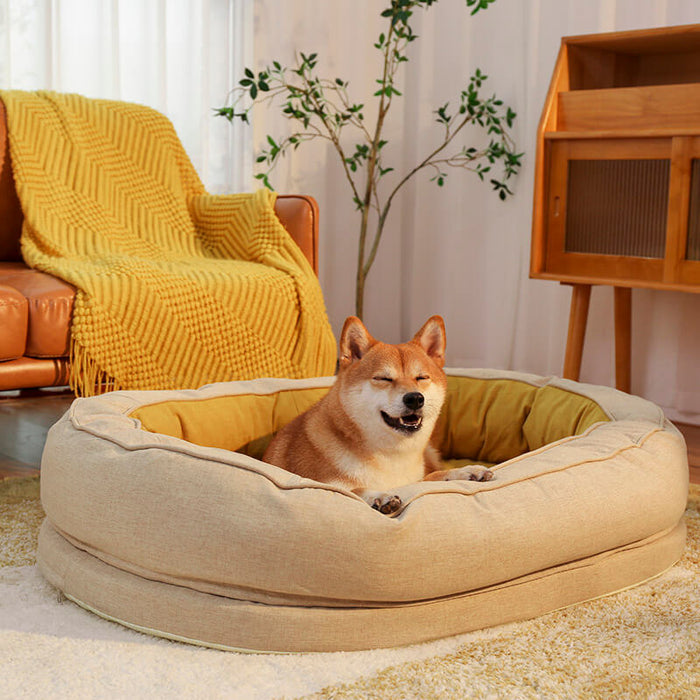 Yellow Donut Orthopedic Dog Bed