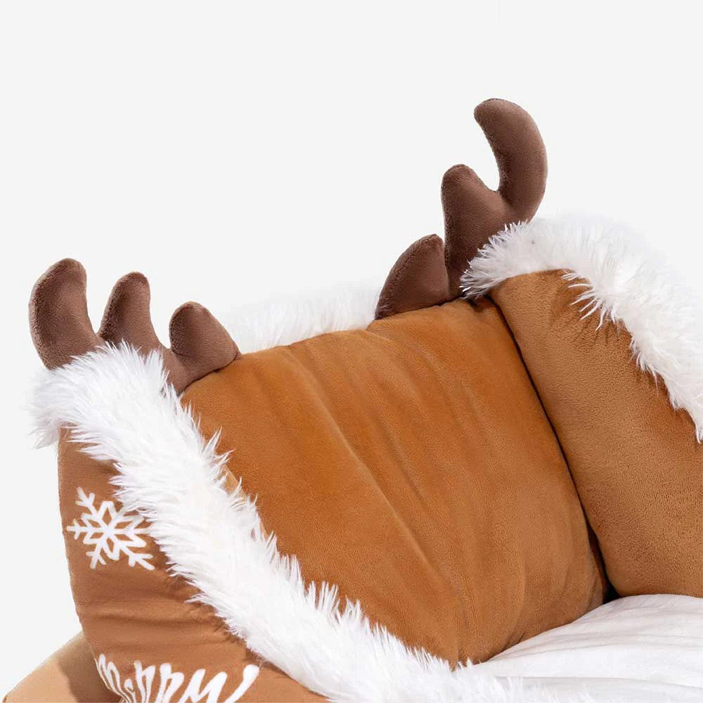 Christmas Sleigh Cozy Dog Bed-Brown
