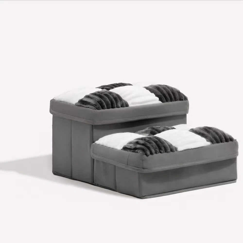 Multifunctional and Foldable Plaid Dog Stairs with Storage