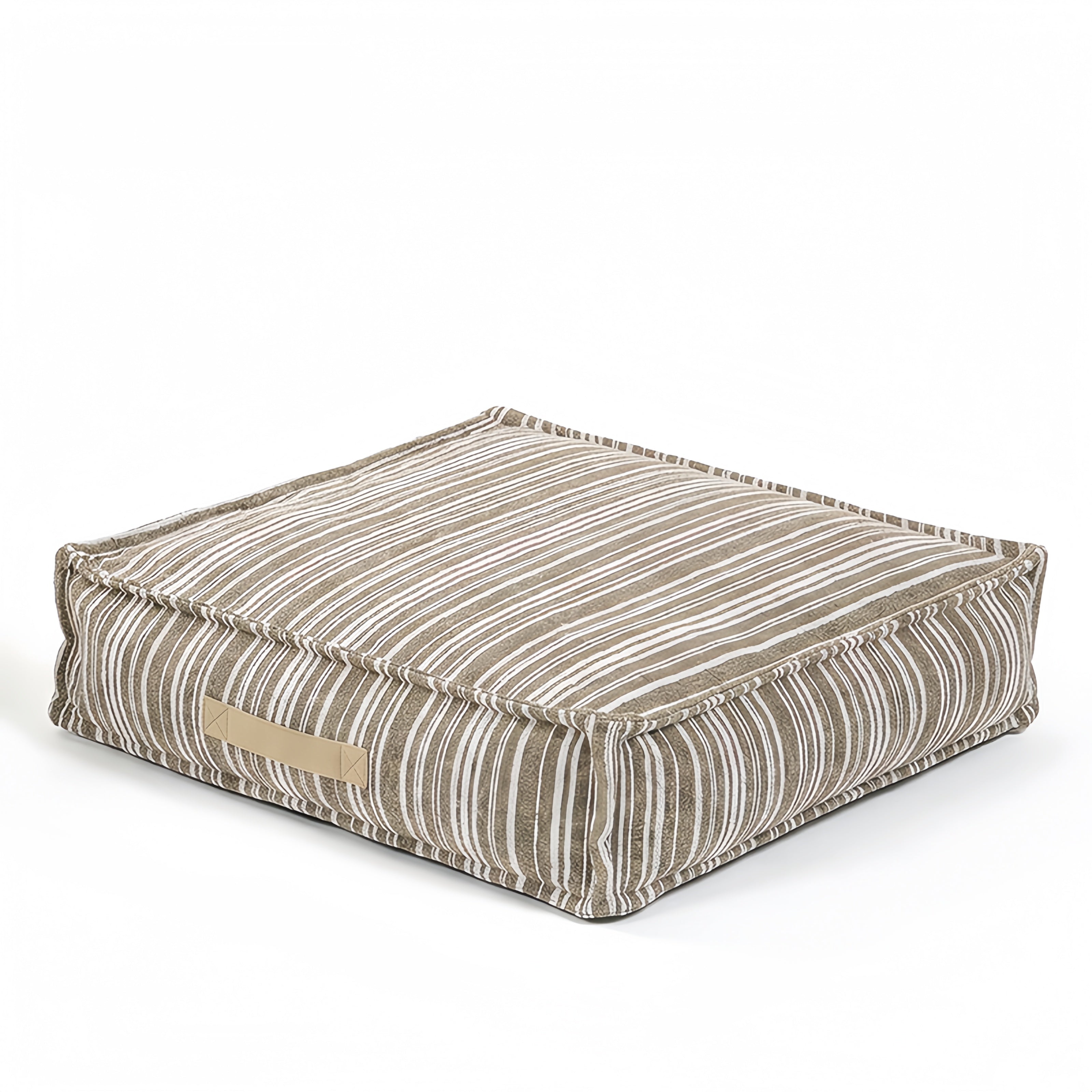 Cozy Textured Stripe Storage Ottoman Dog Bed